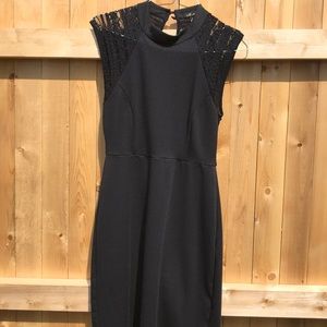 LBD with lace shoulders